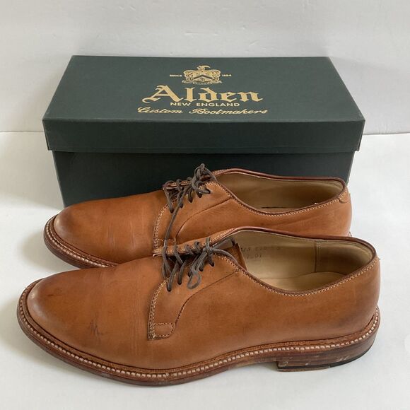 Alden 9501 Natural Chromexcel Plain Toe Blucher Lace Up Dress Shoes 8 D main image 6
